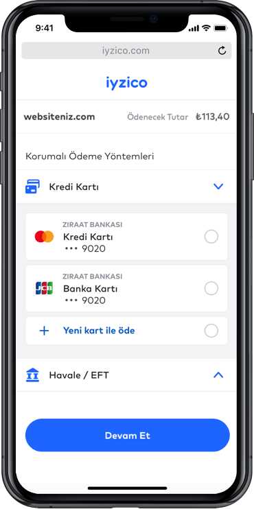 iyzico saklı kart ile ödeme